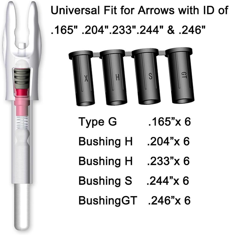Linpeng 6PCS G Lighted Nocks for Arrows .165 .204 .233 .244 .246 with ON/Off Switch with X, H, S, GT Bushings LED Arrow Nocks - Image 2
